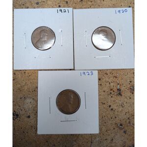 Vintage Lincoln Wheat Penny Trio – 1920, 1921, 1923